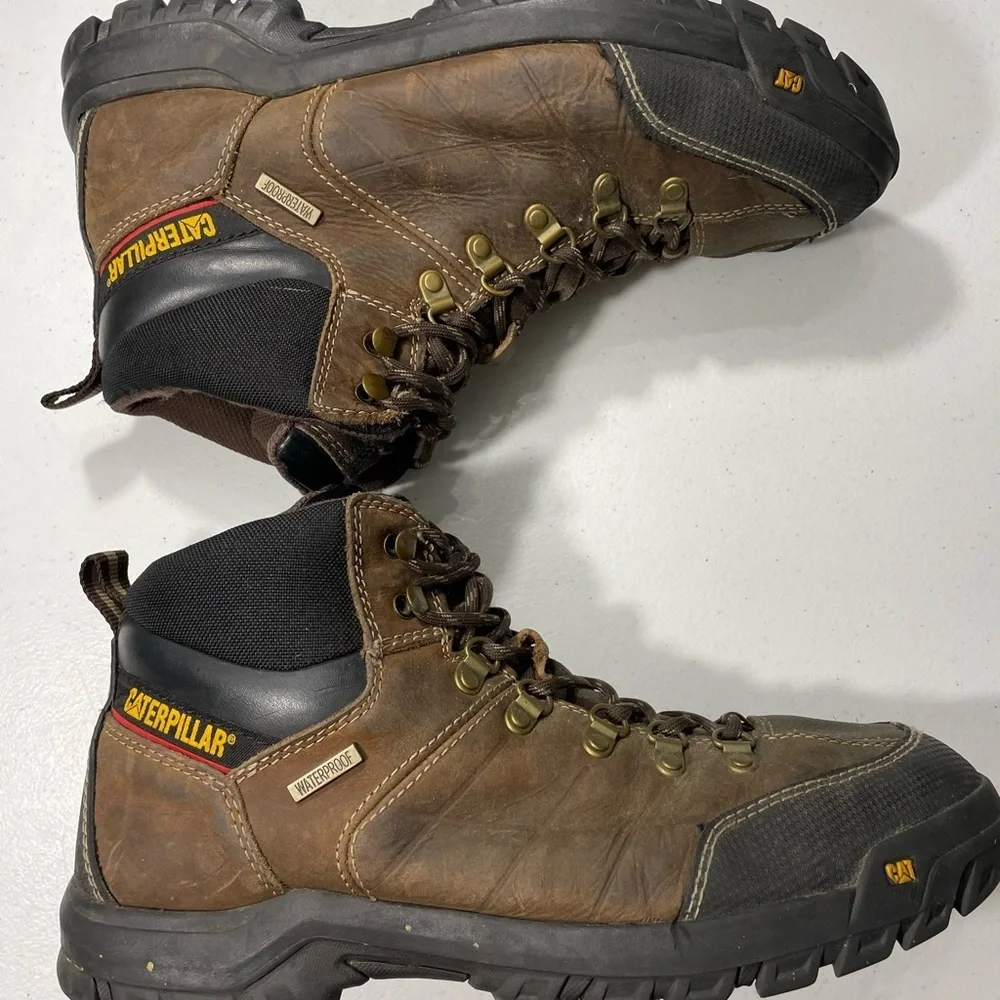 CATERPILLAR Brown Leather Hiking Work Boots Size 12 SB-